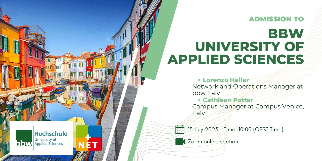 Free webinar NET24: Study in Italy - Collaboration with bbw University of Applied Sciences